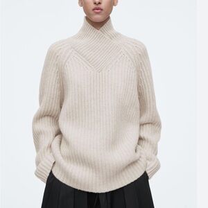 No tags COS Women's White Wrap-collar Pure Cashmere Sweater size small